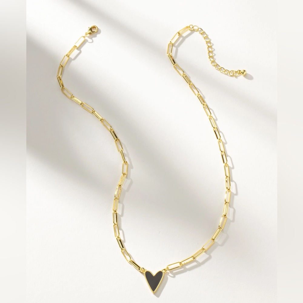 Uncommon James Enamel Heart Necklace in Navy and Gold